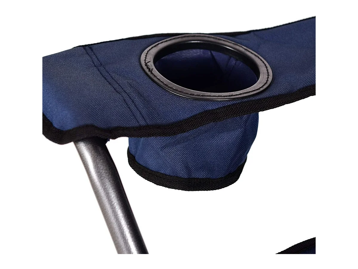 Campingstoel met luifel, strand klapstoel met bekerhouder, gepolsterde armleuning,lichte draagbare strandstoel,strand, kamp (Blauw)AB5862