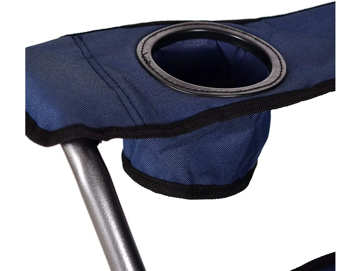 Campingstoel met luifel, strand klapstoel met bekerhouder, gepolsterde armleuning,lichte draagbare strandstoel,strand, kamp (Blauw)AB5862