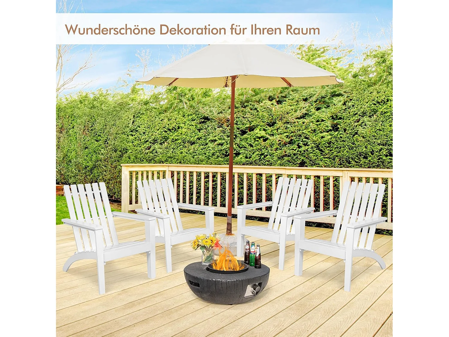 Adirondack Adirondack Chair van acaciahout, tuinstoel, belastbaar tot 160 kg, voor tuin, terras (wit)AB92824