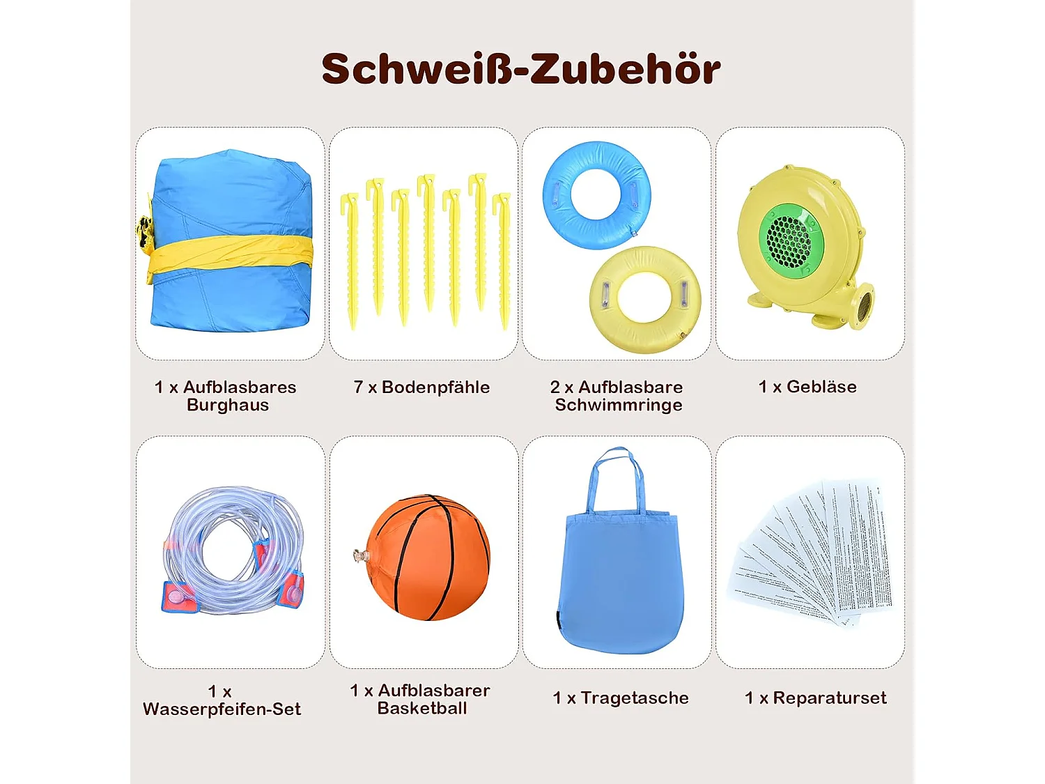 Opblaasbaar springkasteel met lange dubbele glijbanen,speelzwembad, waterspeelcentrum, glijbaan, waterpark, 622 x 335 x 225 cm