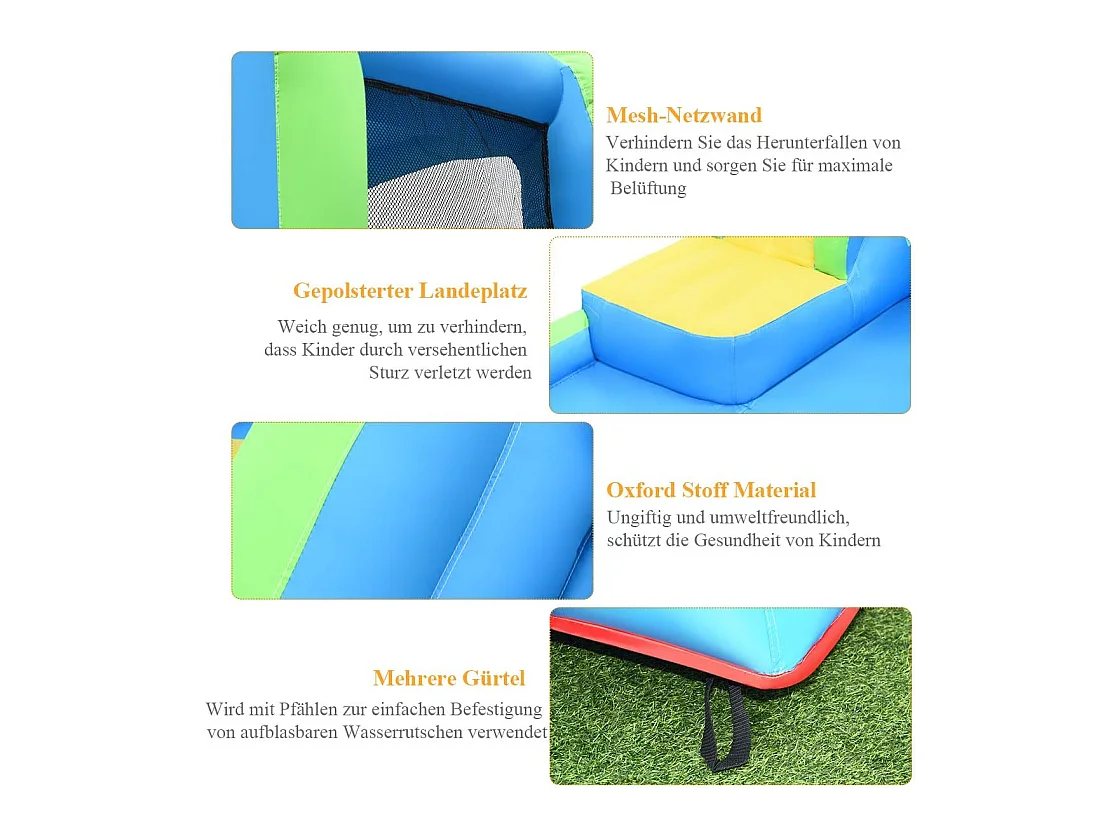 Springkasteel, waterglijbaan, opblaasbaar, waterspeelcentrum met glijbaan, opblaasbaar, kinderbadje, 478 x 366 x 242 cm AB92175