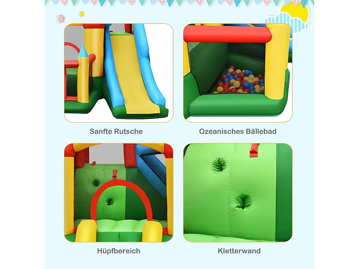 Opblaasbaar springkasteel met 610 W luchtblazer 2 glijbaan springkasteel outdoor bouncer speelkasteel, 330x300x210cmAB92560