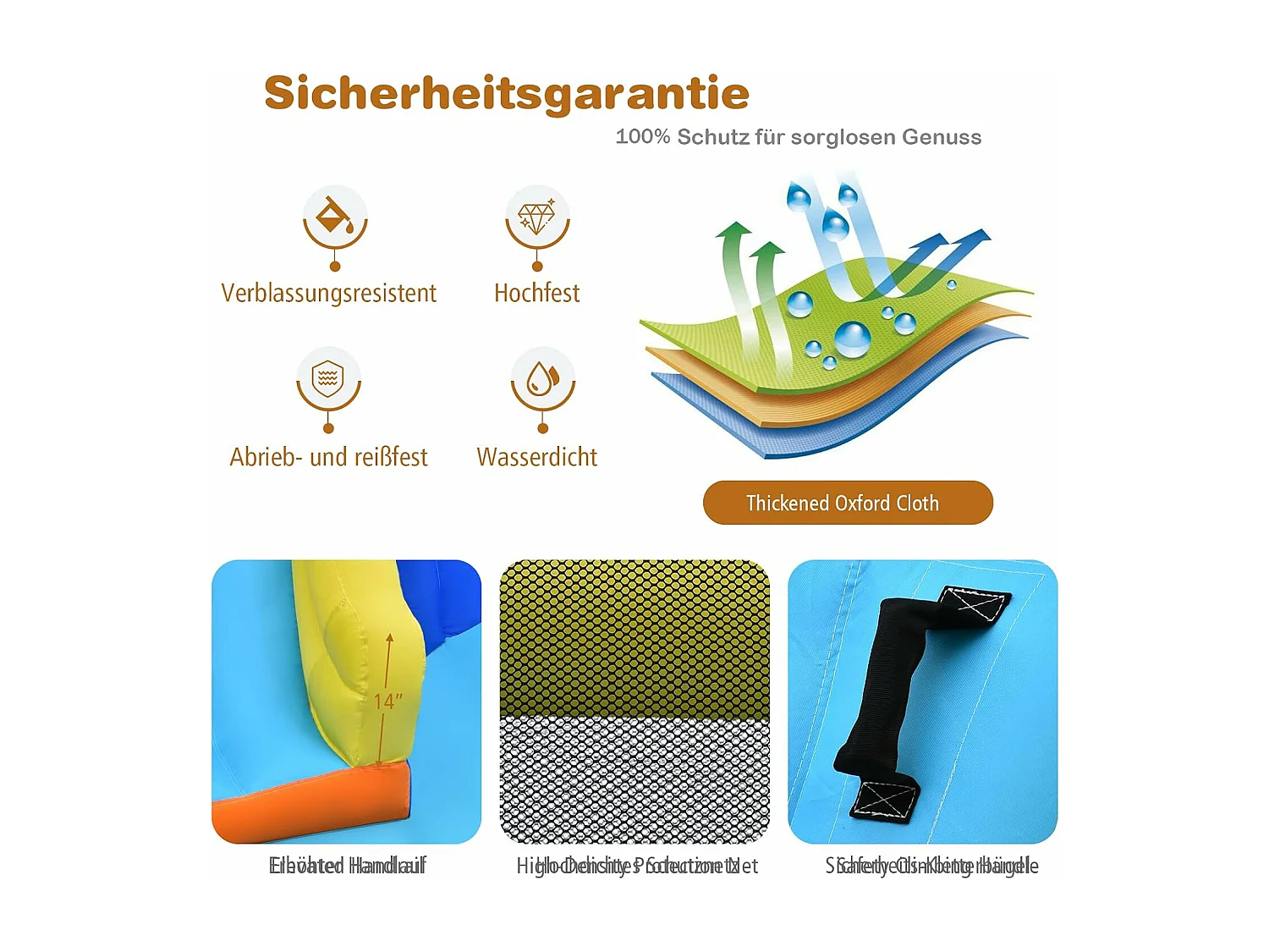 Opblaasbaar springkasteel met waterglijbaan, waterspeelcentrum, waterpark, speelplaats 525 x 373 x 205 cm (zonder opblaasapparaat)