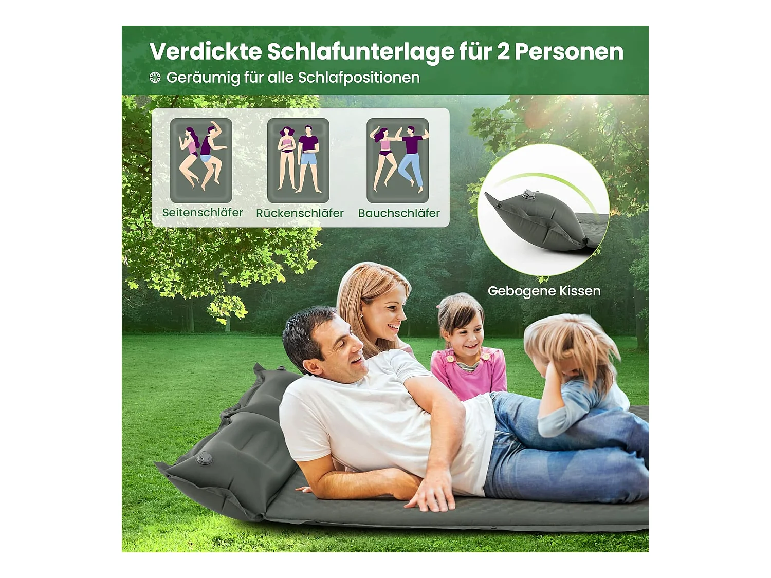 Campingmat, zelfopblazend, 2 personen, campingmat,ultralicht,luchtmatras,campingmatras,slaapmat voor kamperen, wandelen, strand, reizenAB92944