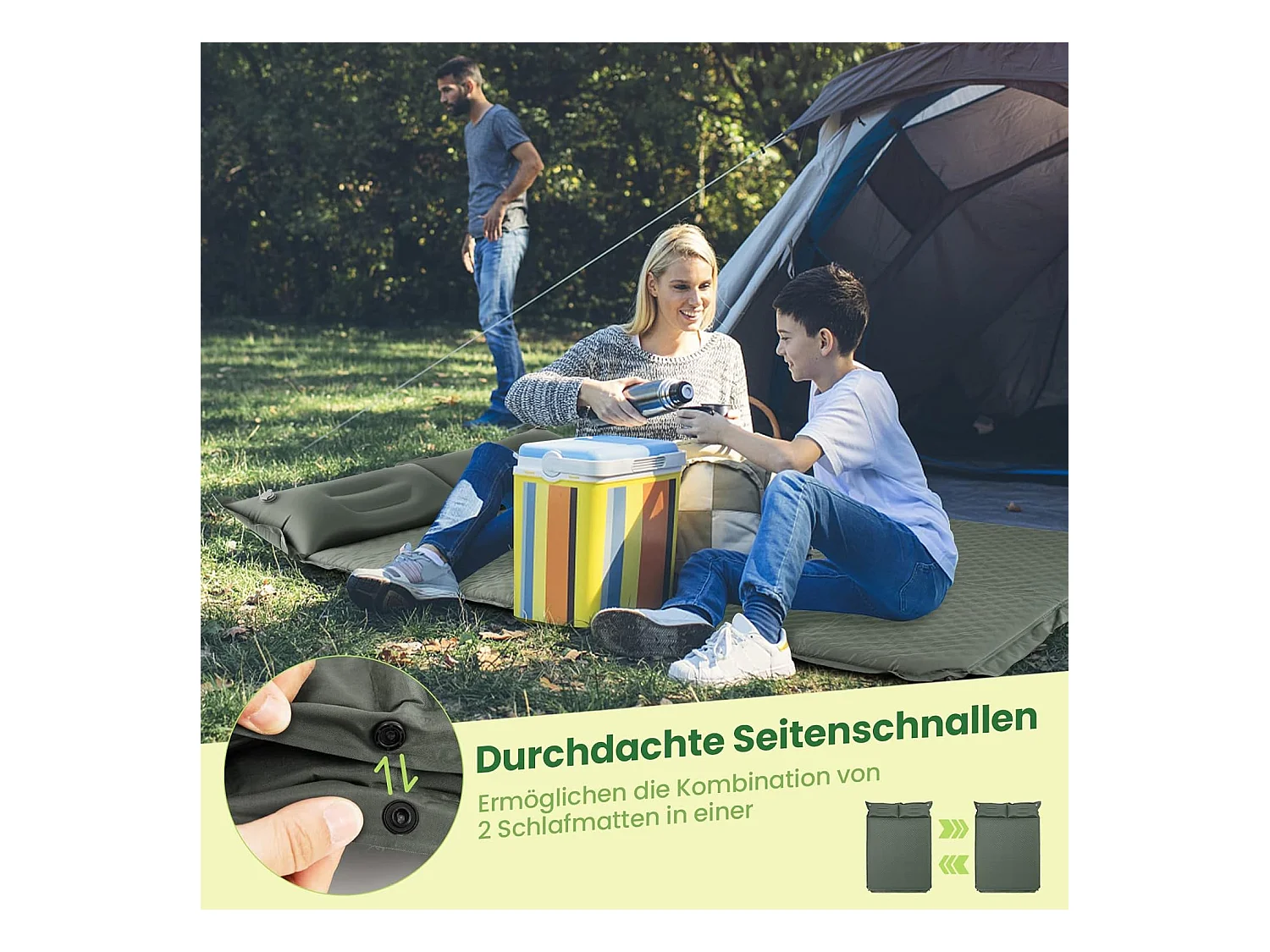 Campingmat, zelfopblazend, 2 personen, campingmat,ultralicht,luchtmatras,campingmatras,slaapmat voor kamperen, wandelen, strand, reizenAB92944