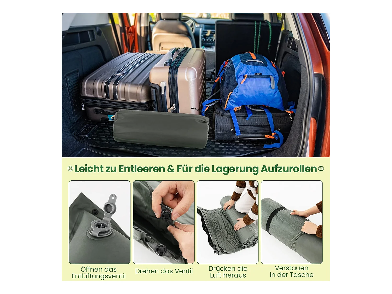 Campingmat, zelfopblazend, 2 personen, campingmat,ultralicht,luchtmatras,campingmatras,slaapmat voor kamperen, wandelen, strand, reizenAB92944