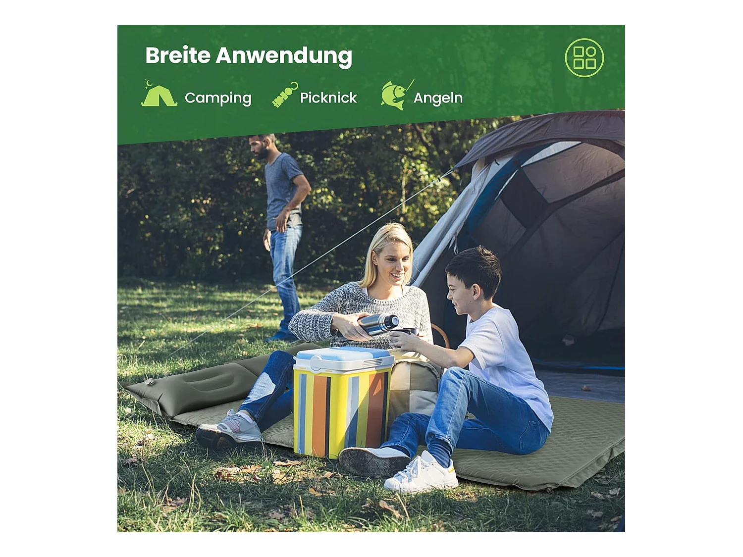 Campingmat, zelfopblazend, 2 personen, campingmat,ultralicht,luchtmatras,campingmatras,slaapmat voor kamperen, wandelen, strand, reizenAB92944