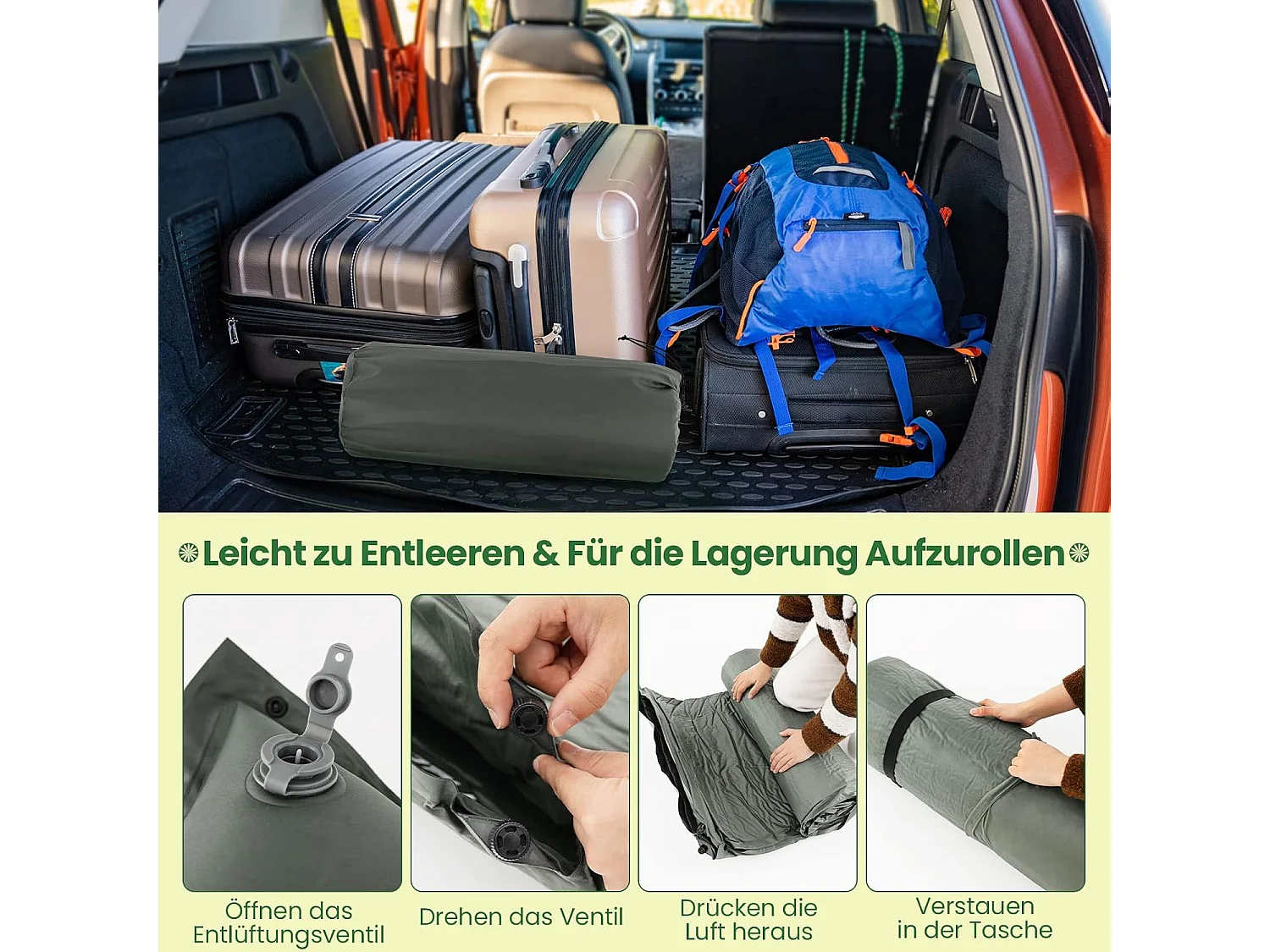 Campingmat, zelfopblazend, 2 personen, campingmat,ultralicht,luchtmatras,campingmatras,slaapmat voor kamperen, wandelen, strand, reizenAB92944