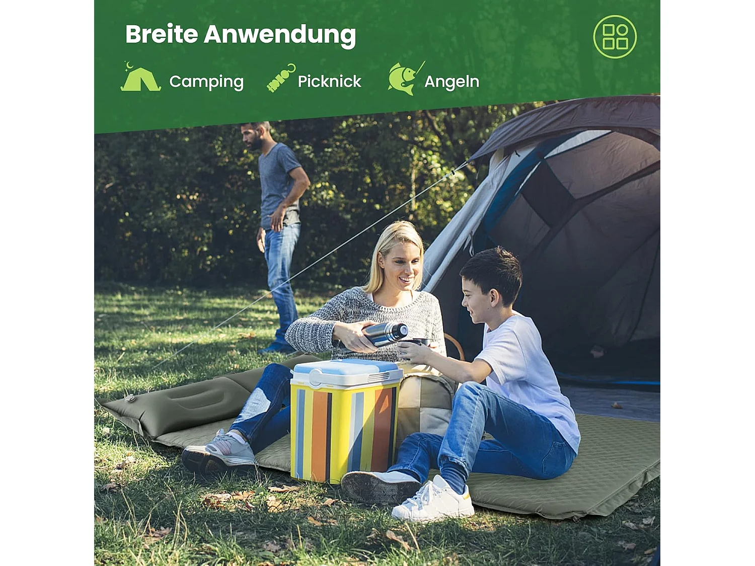 Campingmat, zelfopblazend, 2 personen, campingmat,ultralicht,luchtmatras,campingmatras,slaapmat voor kamperen, wandelen, strand, reizenAB92944