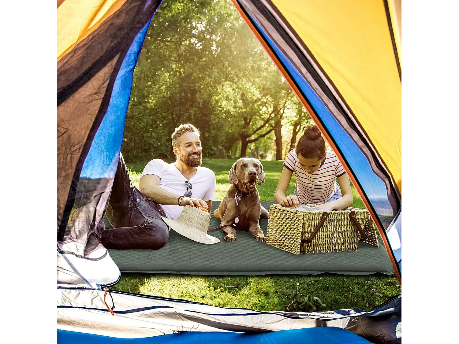 Campingmat, zelfopblazend, 2 personen, campingmat,ultralicht,luchtmatras,campingmatras,slaapmat voor kamperen, wandelen, strand, reizenAB92944