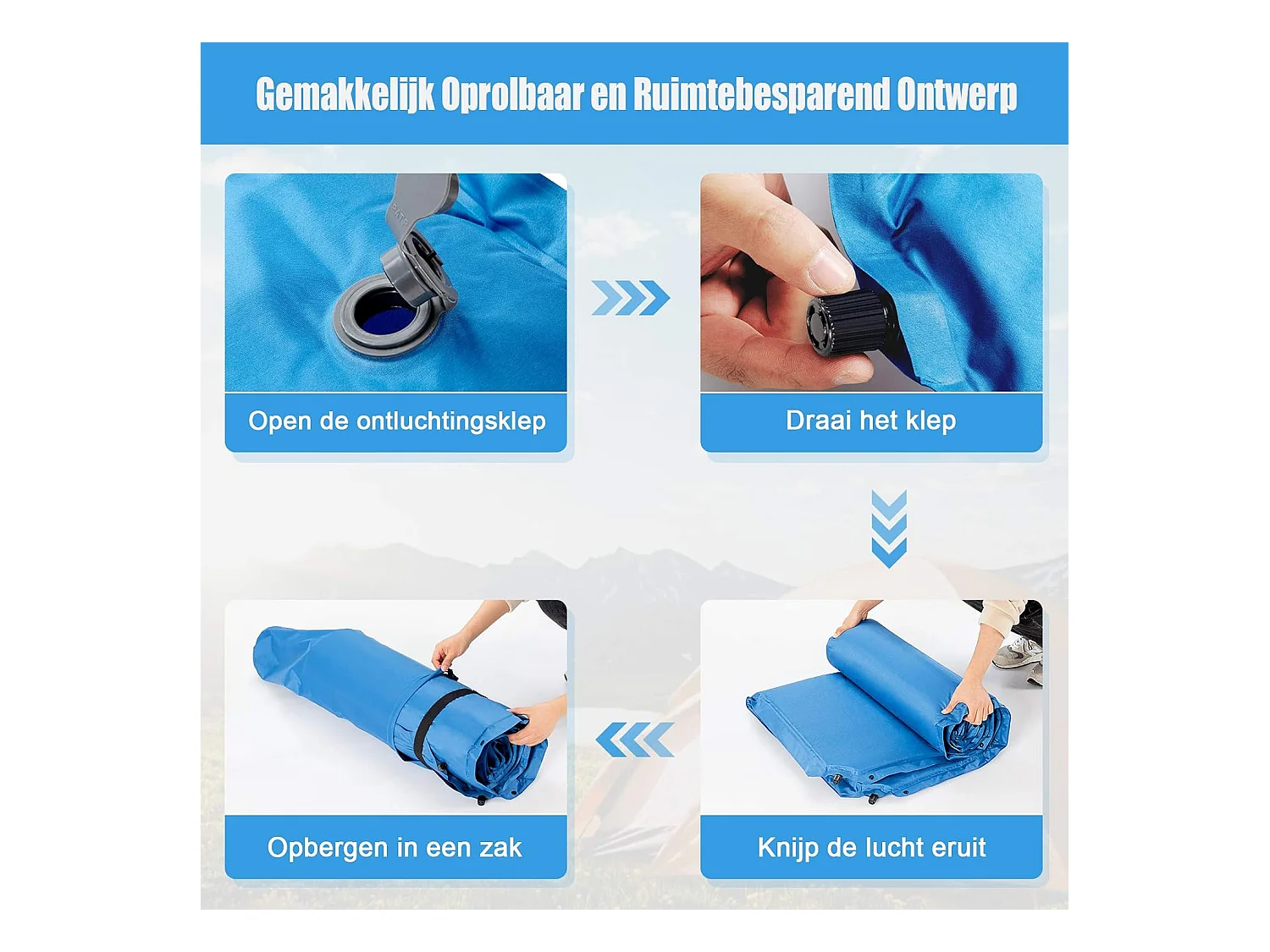 Zelfopblazende kampeermat, comfortabele buiten slaapmat met kussens, snel opblazen en weer leeglopen,kamperen/wandelen/reizen, waterdichtAB92944