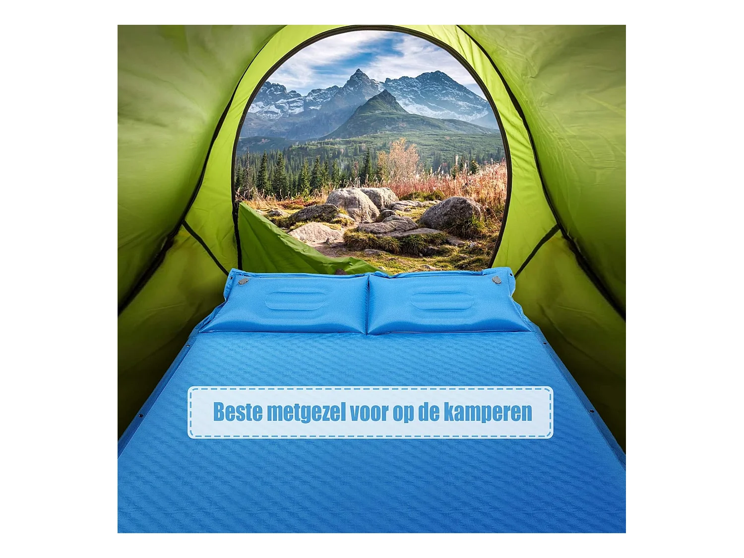 Zelfopblazende kampeermat, comfortabele buiten slaapmat met kussens, snel opblazen en weer leeglopen,kamperen/wandelen/reizen, waterdichtAB92944