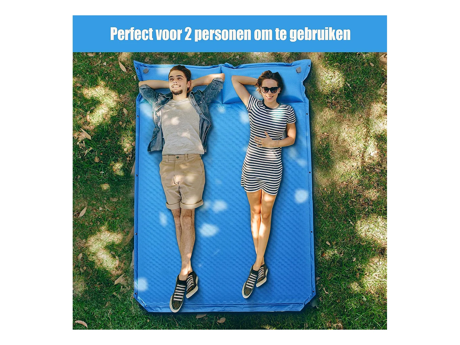 Zelfopblazende kampeermat, comfortabele buiten slaapmat met kussens, snel opblazen en weer leeglopen,kamperen/wandelen/reizen, waterdichtAB92944