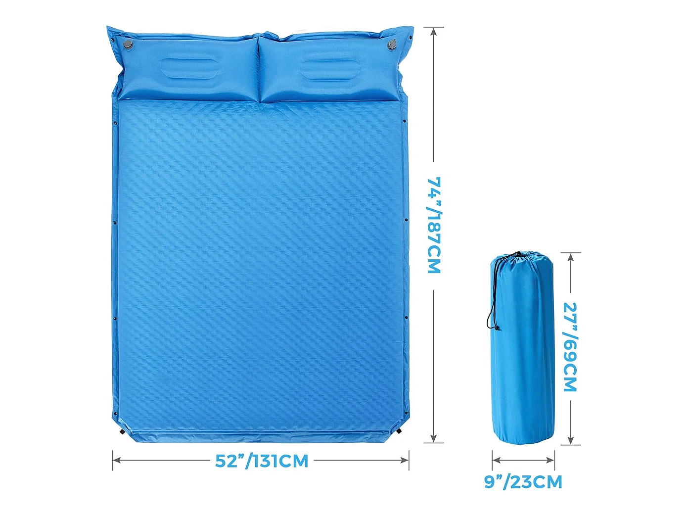 Zelfopblazende kampeermat, comfortabele buiten slaapmat met kussens, snel opblazen en weer leeglopen,kamperen/wandelen/reizen, waterdichtAB92944