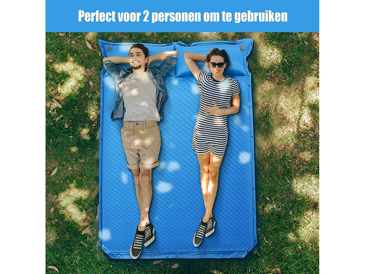 Zelfopblazende kampeermat, comfortabele buiten slaapmat met kussens, snel opblazen en weer leeglopen,kamperen/wandelen/reizen, waterdichtAB92944