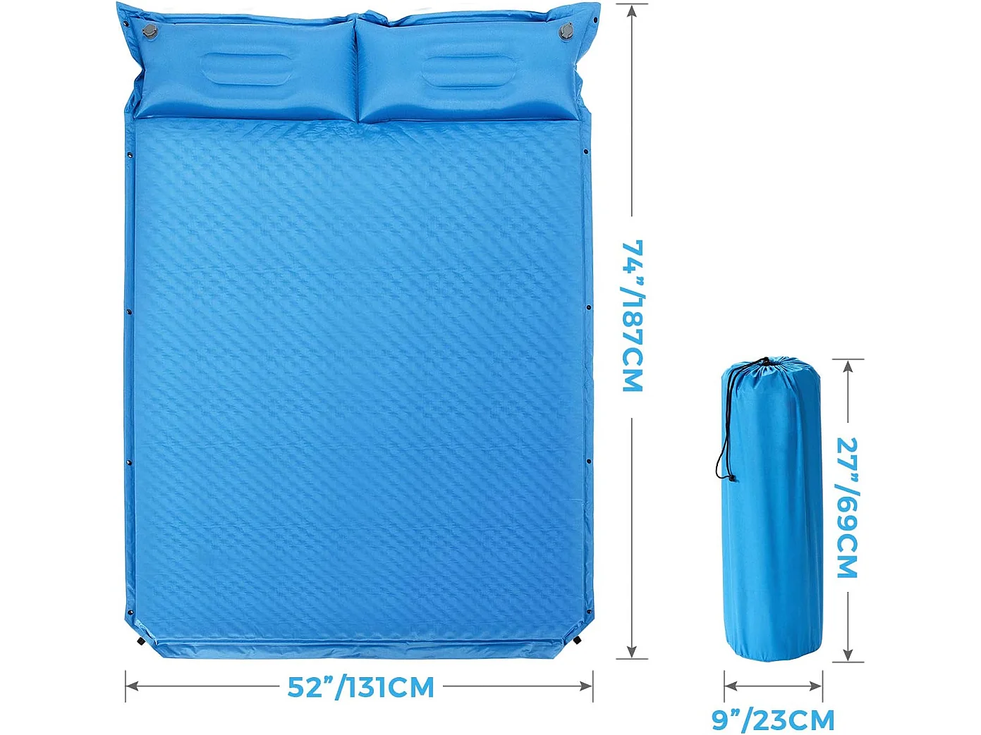 Zelfopblazende kampeermat, comfortabele buiten slaapmat met kussens, snel opblazen en weer leeglopen,kamperen/wandelen/reizen, waterdichtAB92944