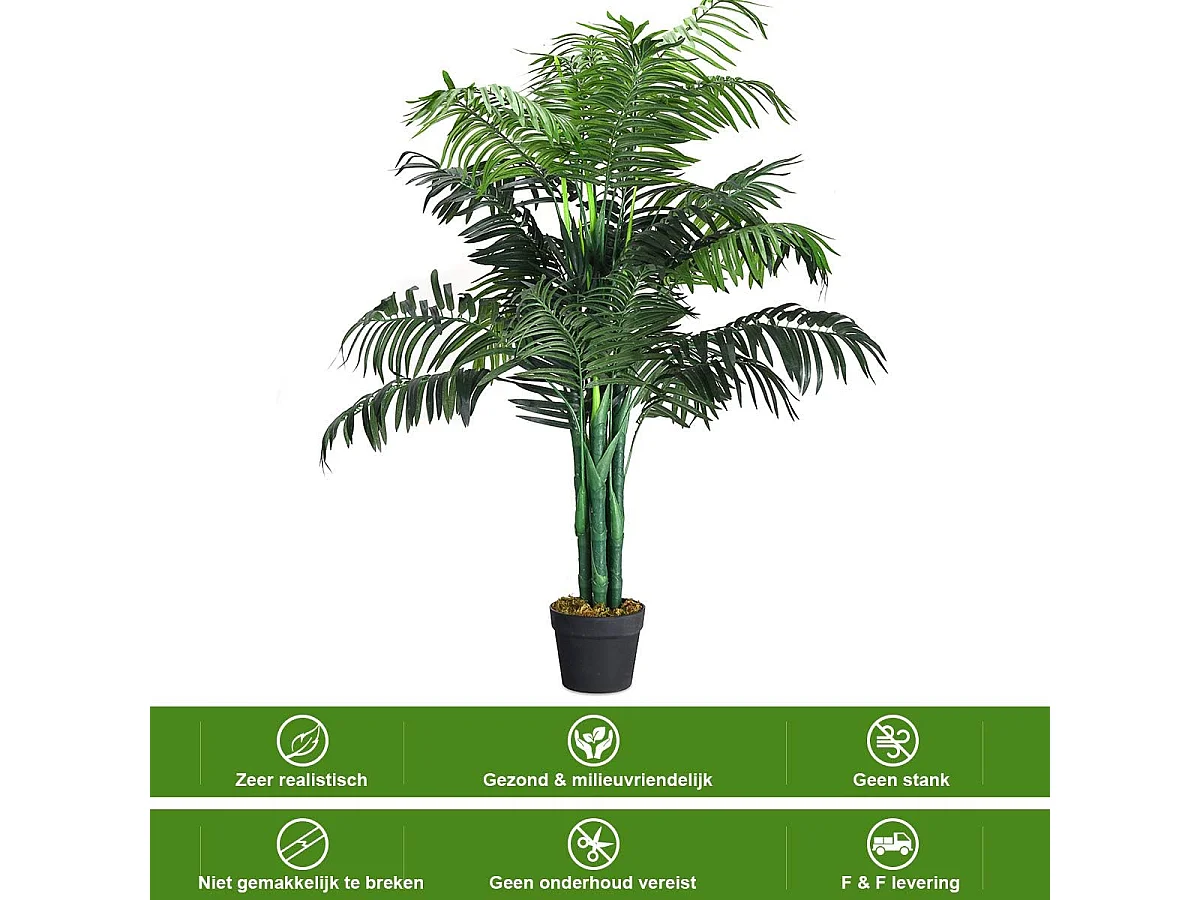 Kamerpalm, palm, kunstplant, kunstboom, kamerplant, decoratieve plant, kunstplant, 110 cm hoog