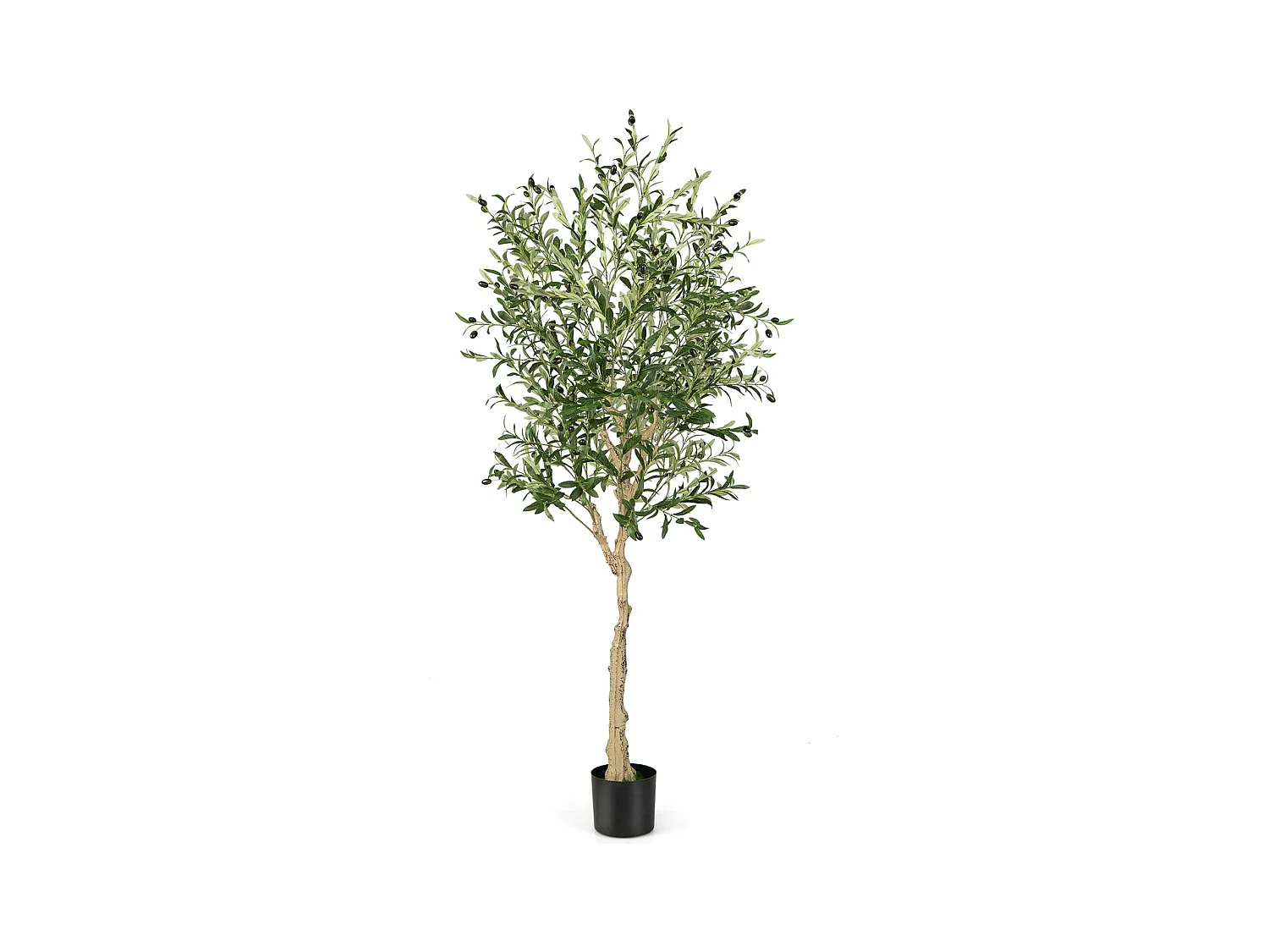 Kunstolijfboom, kunstplant 180 cm, kamerplant met cementpot, natuurlijke bladeren, kunstboom voor tuin, kantoor, thuis, kunstplanten, groen