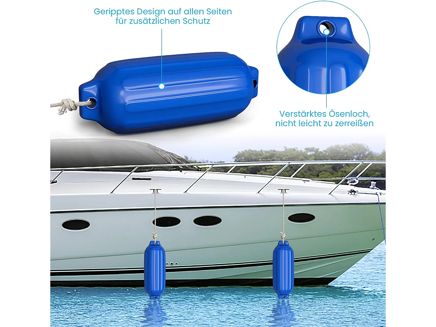 Set van 4 bootsspatels langespatbord kogelspatbord set boot bescherming brug spatbord (68,5 x 21,5 cm, blauw)AB4784