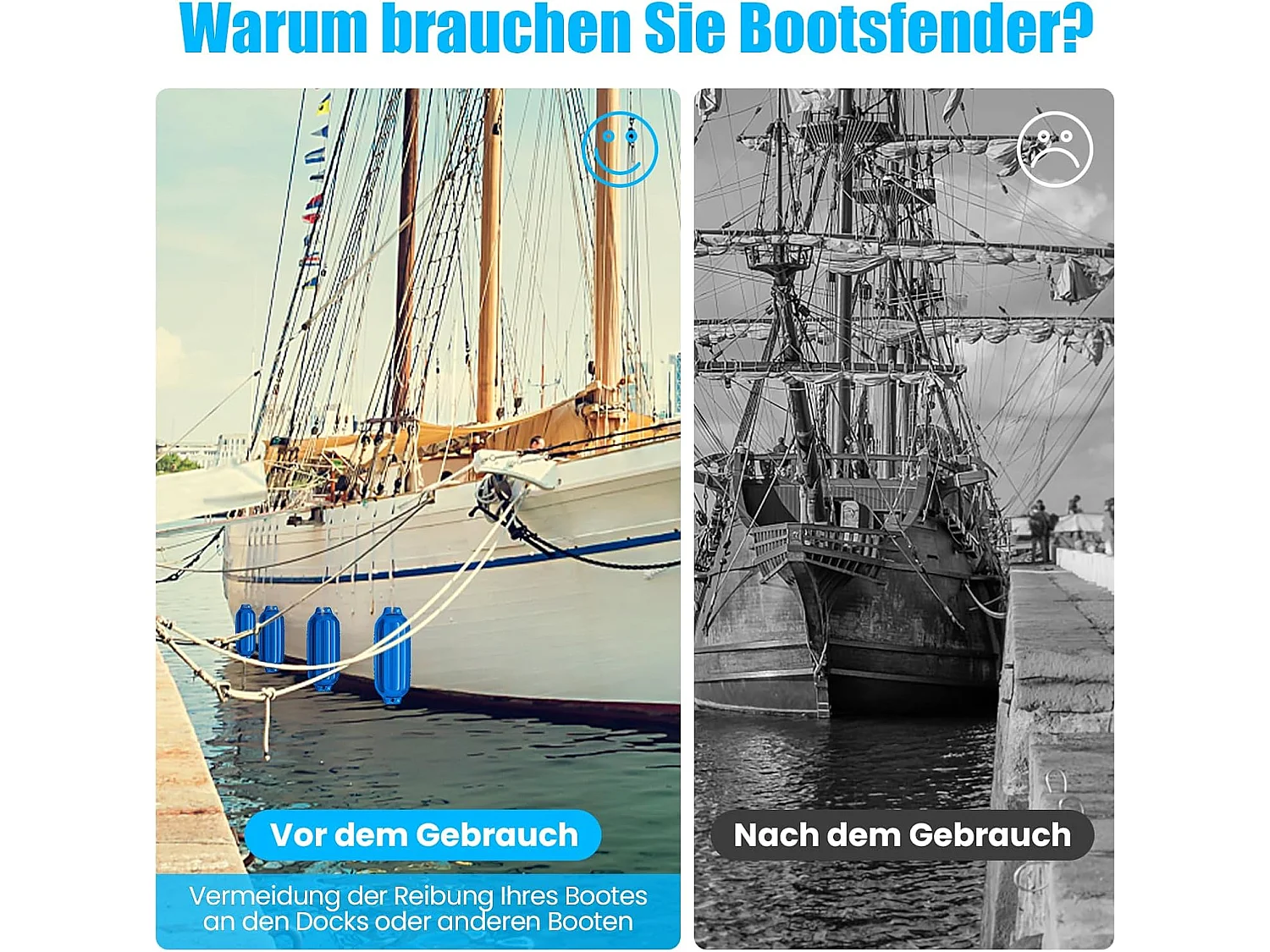 Set van 4 bootsspatels langespatbord kogelspatbord set boot bescherming brug spatbord (68,5 x 21,5 cm, blauw)AB4784