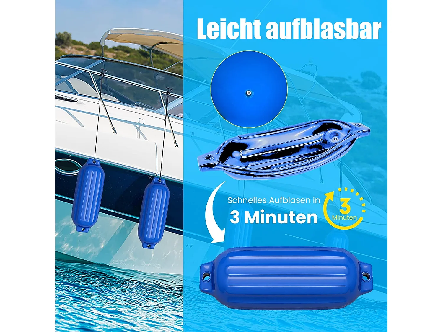 Set van 4 bootsspatels langespatbord kogelspatbord set boot bescherming brug spatbord (58 x 16,5 cm, blauw)AB4783