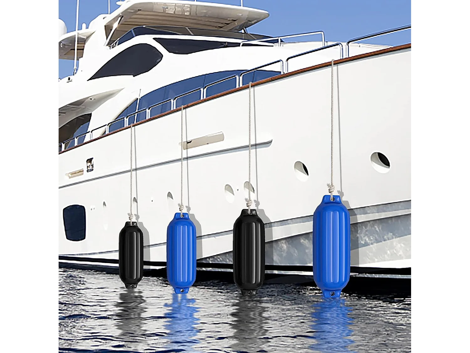 Set van 4 bootsspatels langespatbord kogelspatbord set boot bescherming brug spatbord (58 x 16,5 cm, blauw)AB4783