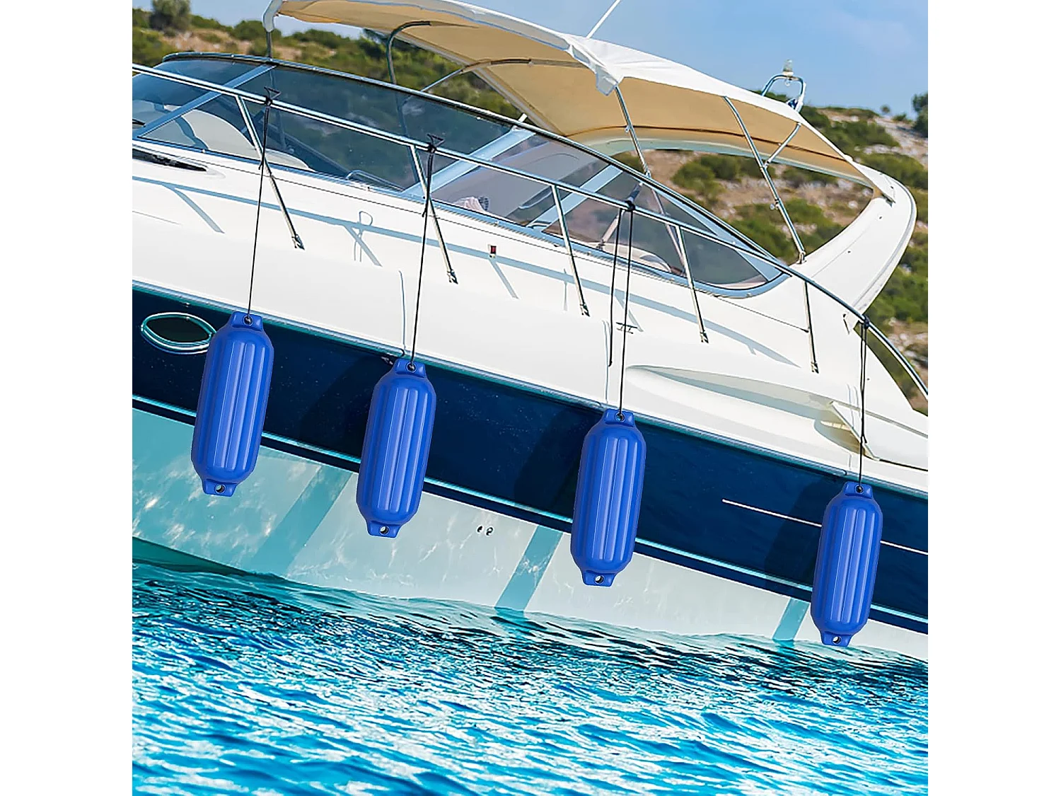 Set van 4 bootsspatels langespatbord kogelspatbord set boot bescherming brug spatbord (58 x 16,5 cm, blauw)AB4783