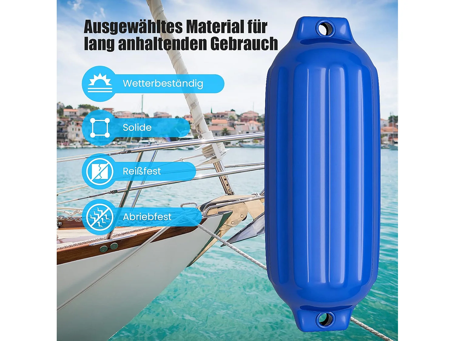 Set van 4 bootsspatels langespatbord kogelspatbord set boot bescherming brug spatbord (58 x 16,5 cm, blauw)AB4783