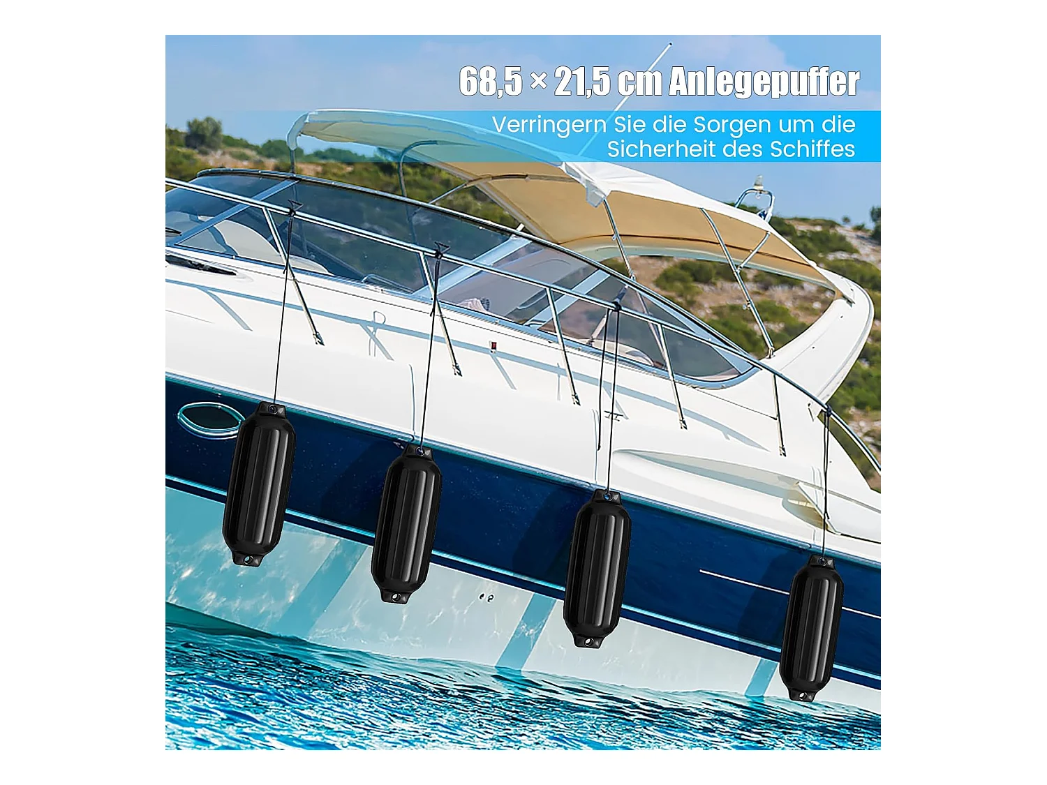 Set van 4 bootsspatels langespatels kogelspatbord set boot bescherming brug spatbord (68,5 x 21,5 cm, zwart)AB4784