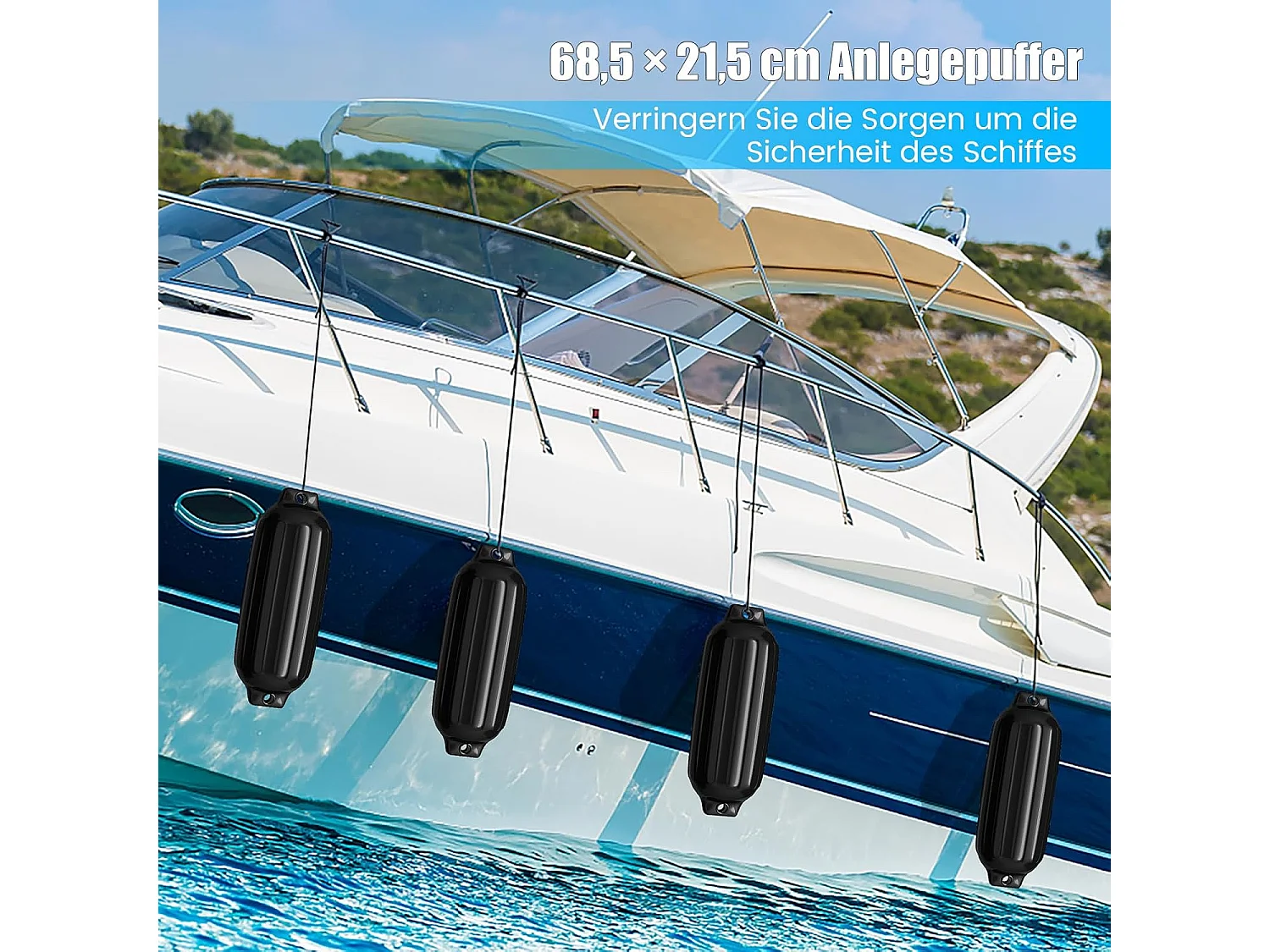 Set van 4 bootsspatels langespatels kogelspatbord set boot bescherming brug spatbord (68,5 x 21,5 cm, zwart)AB4784