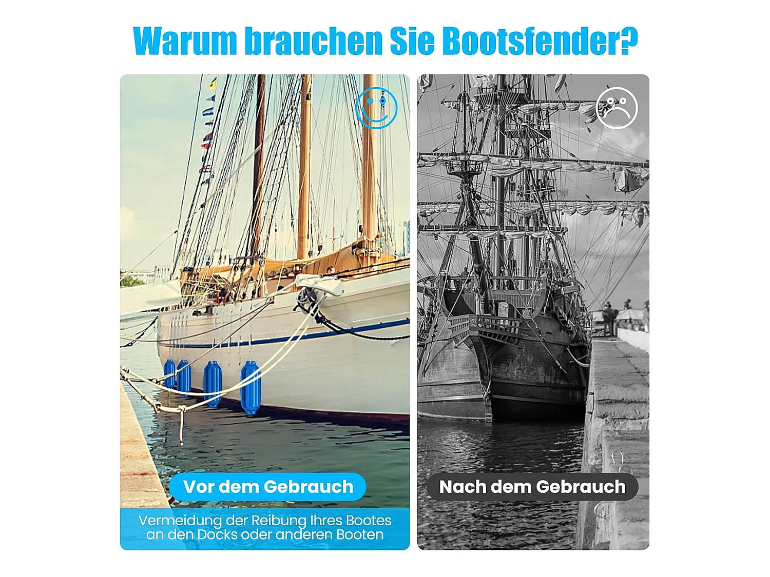 Set van 4 bootswillen lange spatborden kogelspatbord set boot bescherming brug spatbord (58 x 16,5 cm, zwart)AB4783