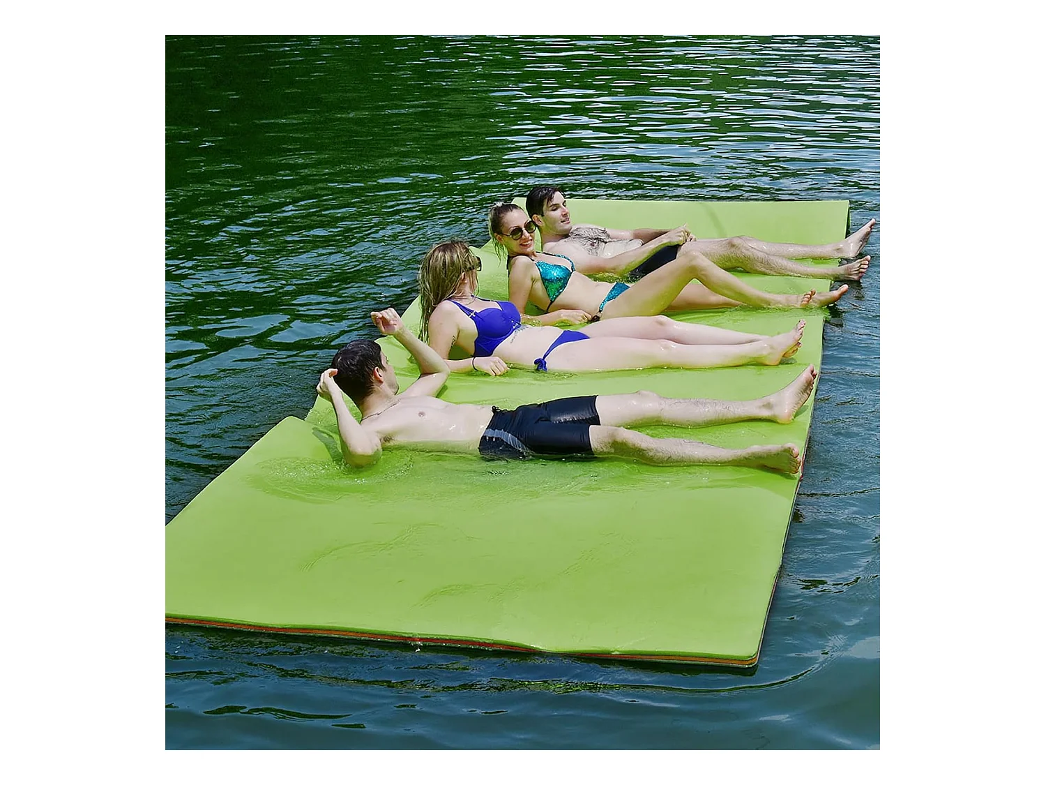 355x183cm waterhangmat, drijvende watermat tot 400 kg belastbaar, zwemmat, zwembed, waterligstoel voor zee, meer, zwembad, strand (groen)AB92419