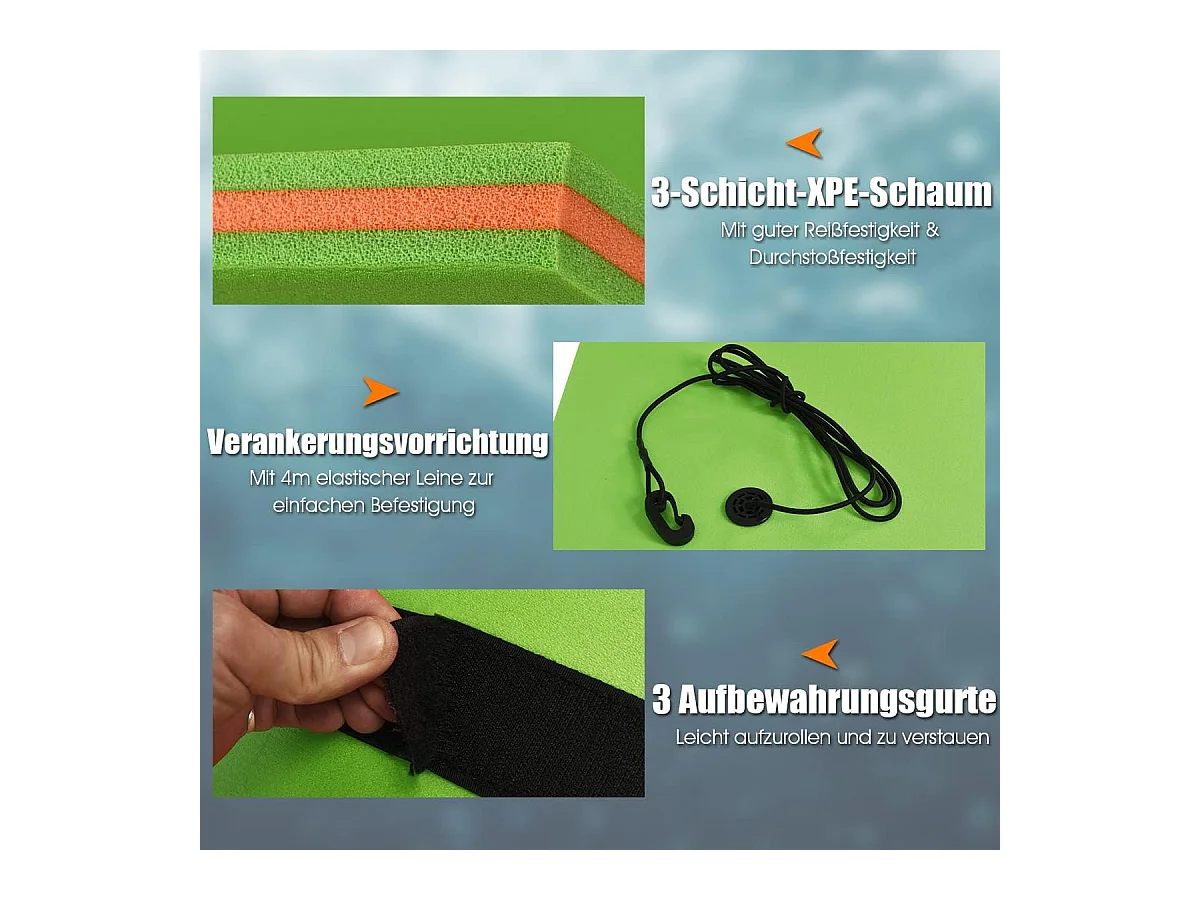 355x183cm waterhangmat, drijvende watermat tot 400 kg belastbaar, zwemmat, zwembed, waterligstoel voor zee, meer, zwembad, strand (groen)AB92419