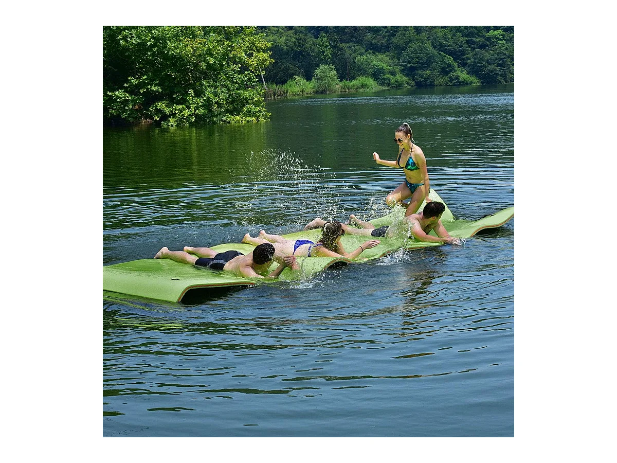 355x183cm waterhangmat, drijvende watermat tot 400 kg belastbaar, zwemmat, zwembed, waterligstoel voor zee, meer, zwembad, strand (groen)AB92419