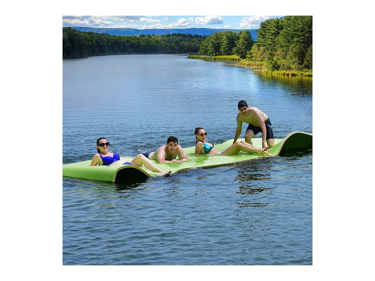 355x183cm waterhangmat, drijvende watermat tot 400 kg belastbaar, zwemmat, zwembed, waterligstoel voor zee, meer, zwembad, strand (groen)AB92419