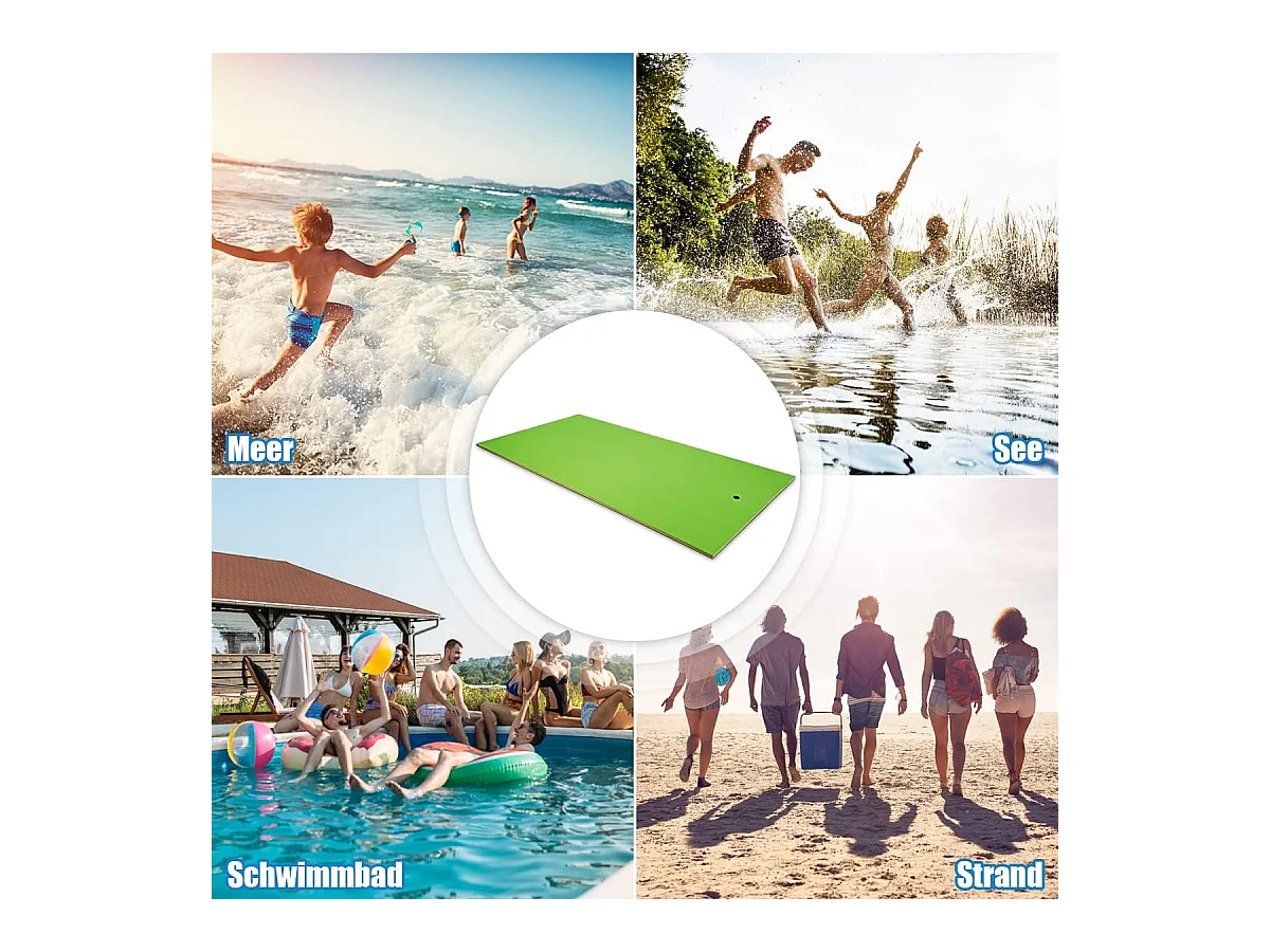 355x183cm waterhangmat, drijvende watermat tot 400 kg belastbaar, zwemmat, zwembed, waterligstoel voor zee, meer, zwembad, strand (groen)AB92419