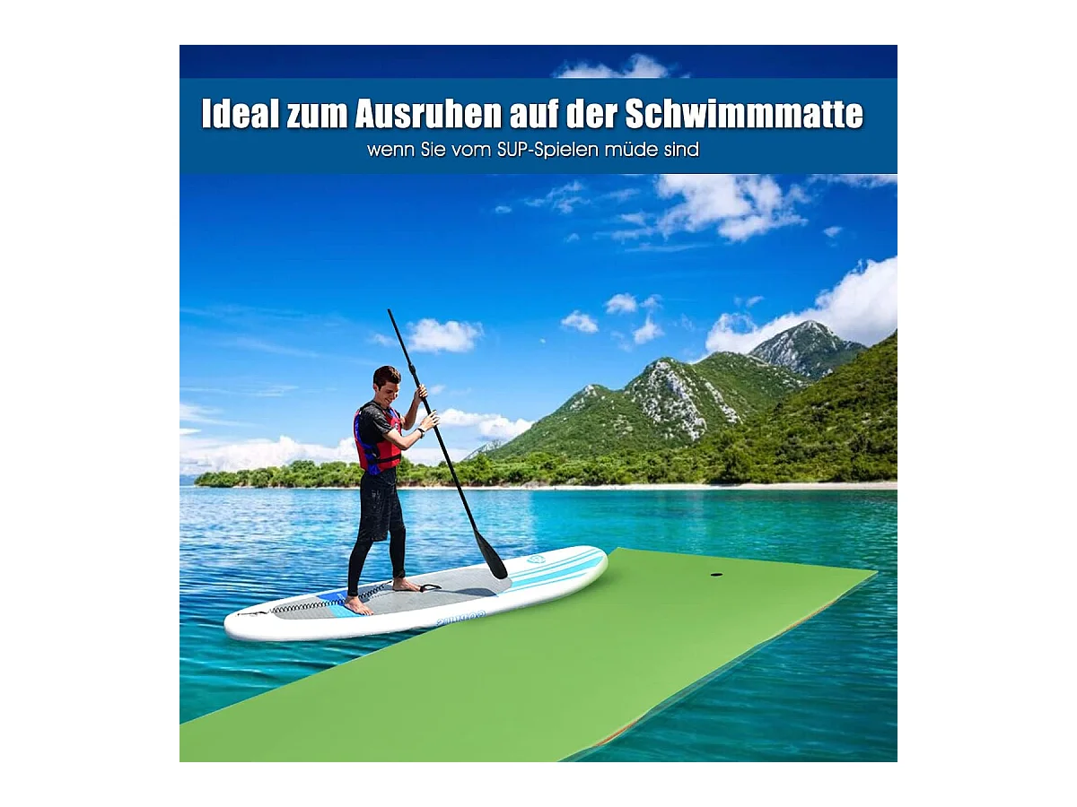 355x183cm waterhangmat, drijvende watermat tot 400 kg belastbaar, zwemmat, zwembed, waterligstoel voor zee, meer, zwembad, strand (groen)AB92419