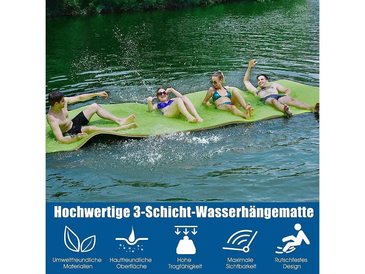 355x183cm waterhangmat, drijvende watermat tot 400 kg belastbaar, zwemmat, zwembed, waterligstoel voor zee, meer, zwembad, strand (groen)AB92419