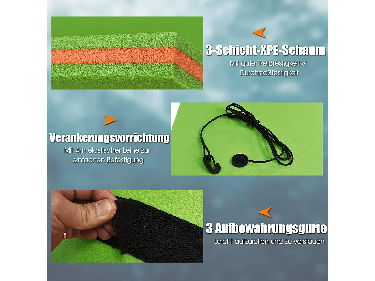 355x183cm waterhangmat, drijvende watermat tot 400 kg belastbaar, zwemmat, zwembed, waterligstoel voor zee, meer, zwembad, strand (groen)AB92419