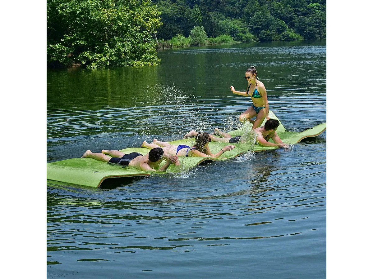 355x183cm waterhangmat, drijvende watermat tot 400 kg belastbaar, zwemmat, zwembed, waterligstoel voor zee, meer, zwembad, strand (groen)AB92419