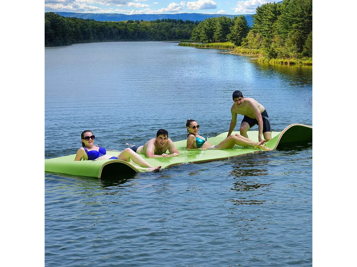 355x183cm waterhangmat, drijvende watermat tot 400 kg belastbaar, zwemmat, zwembed, waterligstoel voor zee, meer, zwembad, strand (groen)AB92419