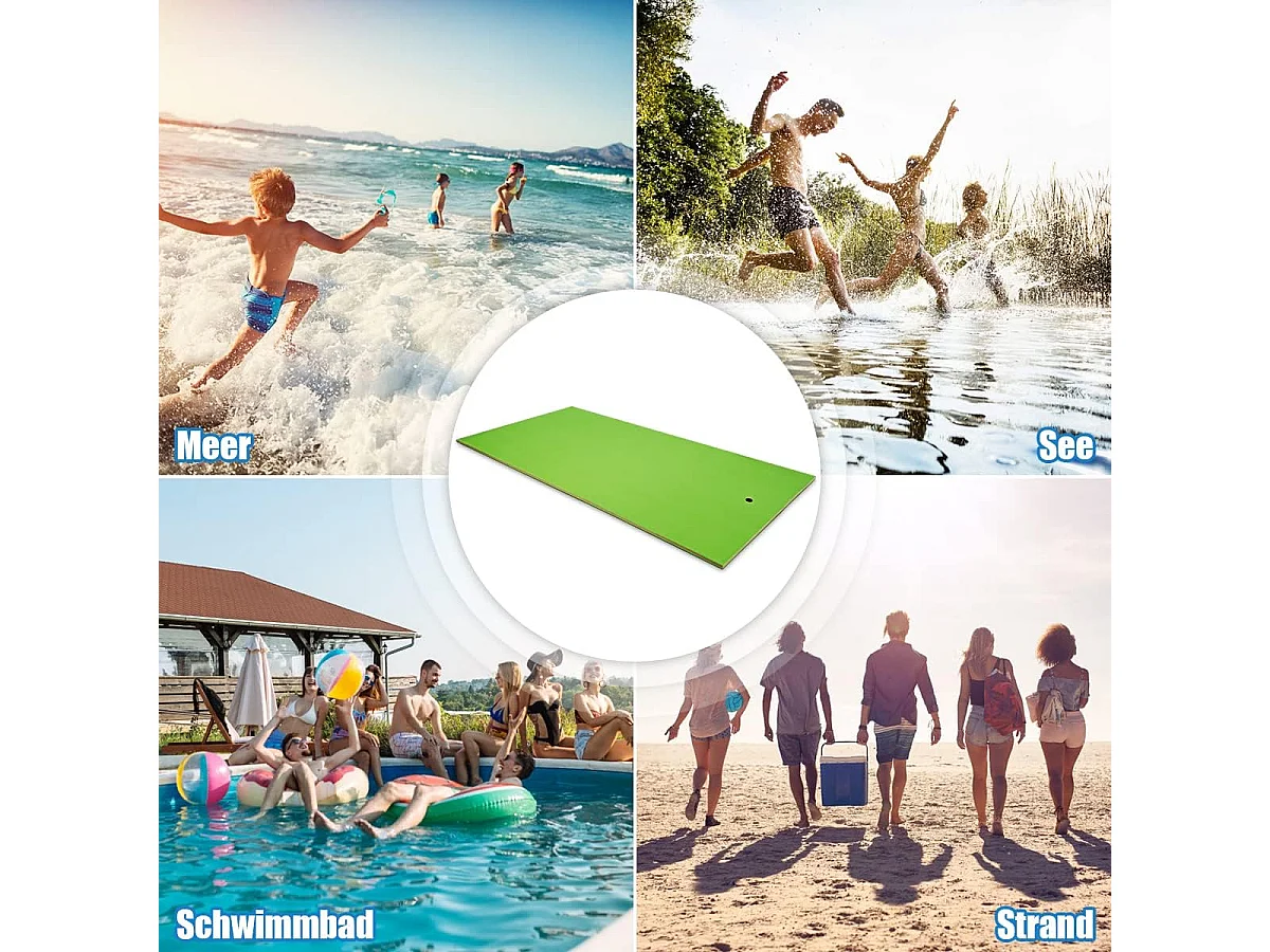 355x183cm waterhangmat, drijvende watermat tot 400 kg belastbaar, zwemmat, zwembed, waterligstoel voor zee, meer, zwembad, strand (groen)AB92419