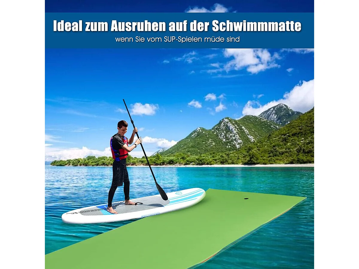 355x183cm waterhangmat, drijvende watermat tot 400 kg belastbaar, zwemmat, zwembed, waterligstoel voor zee, meer, zwembad, strand (groen)AB92419