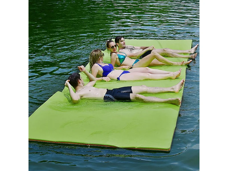 355x183cm waterhangmat, drijvende watermat tot 400 kg belastbaar, zwemmat, zwembed, waterligstoel voor zee, meer, zwembad, strand (groen)AB92419