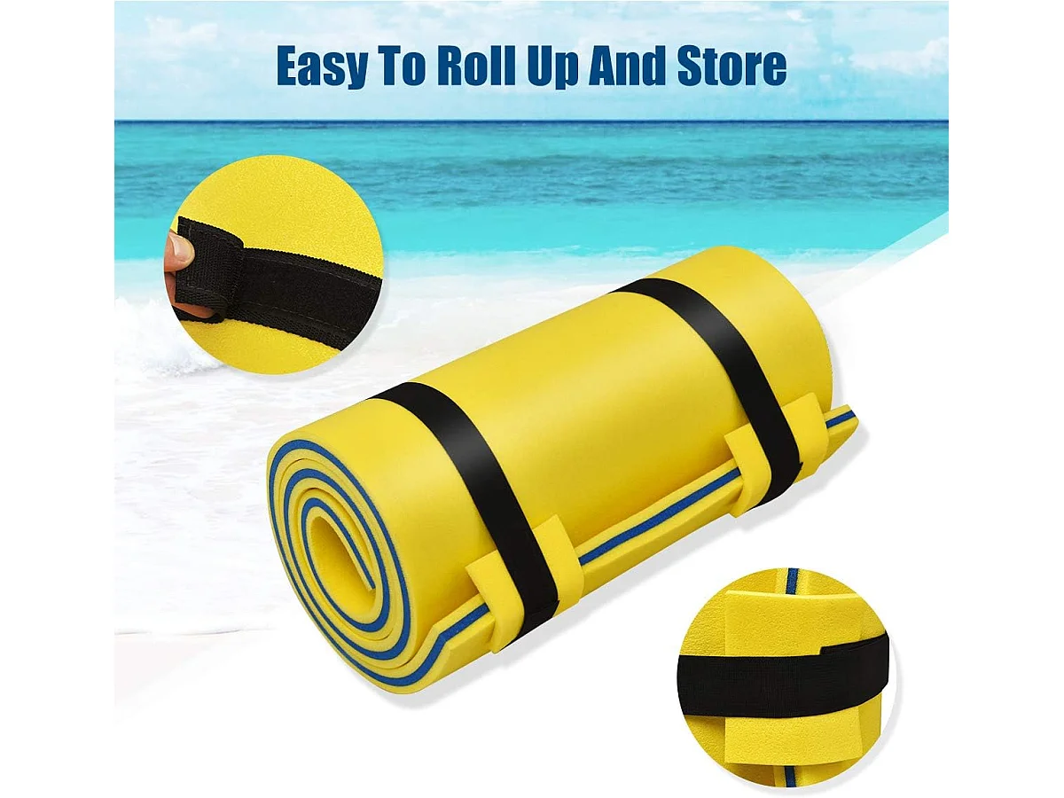 Zwemmat 210x66 cm, drijvende watermat tot 60 kg belastbaar,van scheurbestendig XPE-schuim,waterhangmat voor kinderen en volwassenen (geel)AB92211