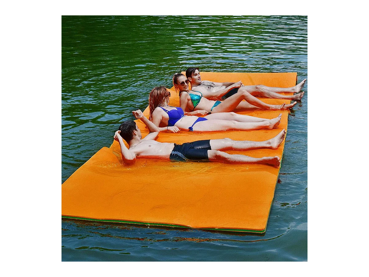 355x183cm waterhangmat, drijvende watermat tot 400 kg belastbaar, zwemmat, zwembed, waterligstoel voor zee, meer, zwembad, strand (oranje)AB92419