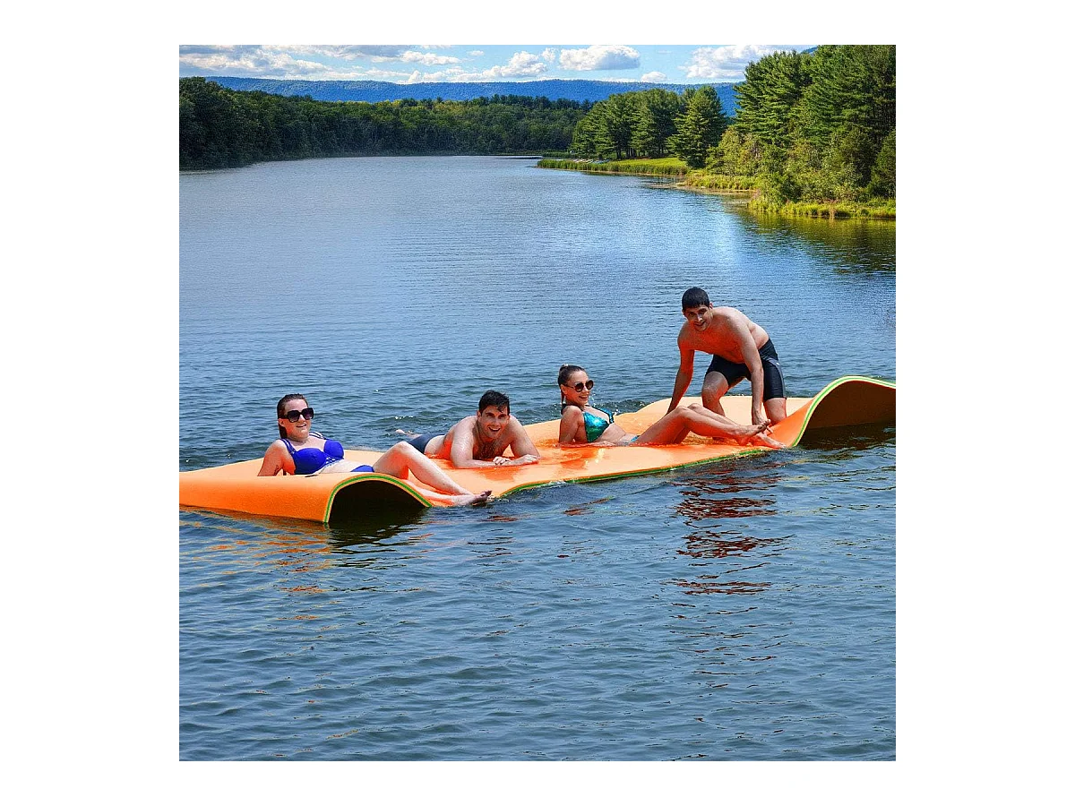 355x183cm waterhangmat, drijvende watermat tot 400 kg belastbaar, zwemmat, zwembed, waterligstoel voor zee, meer, zwembad, strand (oranje)AB92419