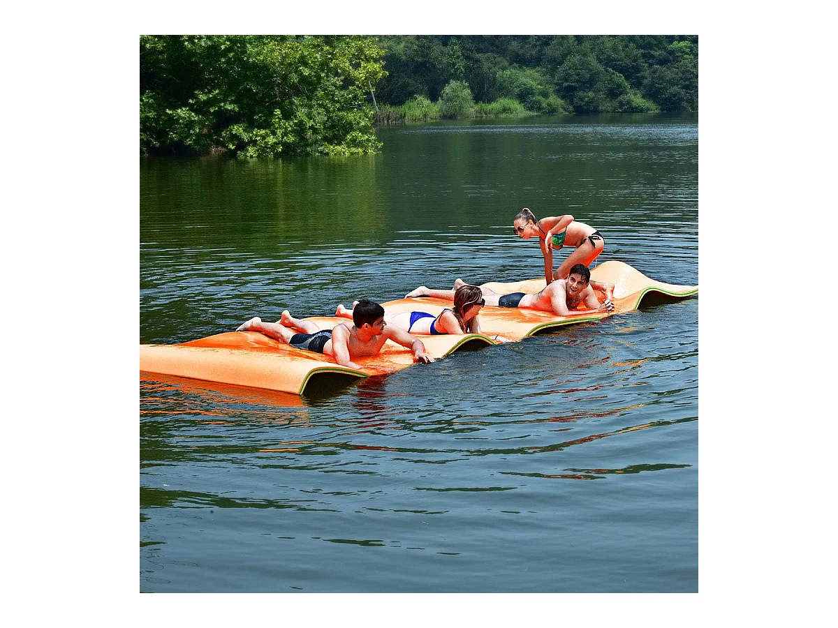 355x183cm waterhangmat, drijvende watermat tot 400 kg belastbaar, zwemmat, zwembed, waterligstoel voor zee, meer, zwembad, strand (oranje)AB92419