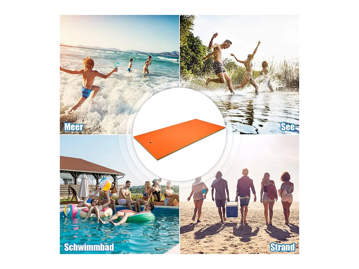 355x183cm waterhangmat, drijvende watermat tot 400 kg belastbaar, zwemmat, zwembed, waterligstoel voor zee, meer, zwembad, strand (oranje)AB92419