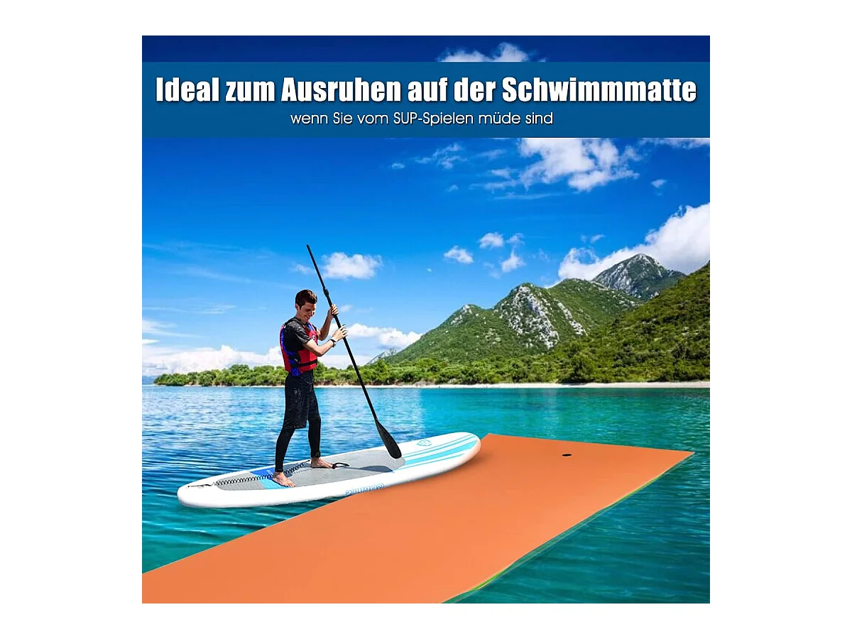 355x183cm waterhangmat, drijvende watermat tot 400 kg belastbaar, zwemmat, zwembed, waterligstoel voor zee, meer, zwembad, strand (oranje)AB92419